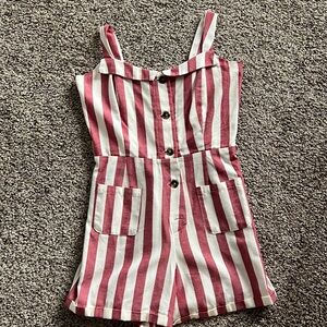 boutique red and white striped romper
